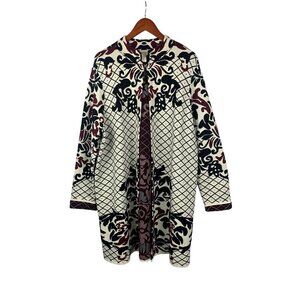 Chicos Multicolor Knit Long Cardigan Jacket Size 3 - Nylon/Rayon Blend Intricate